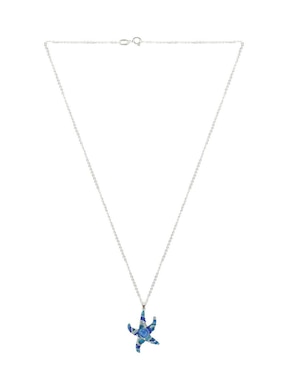 Aretes y collar de estrella mar Zvezda de plata P 925 cristal