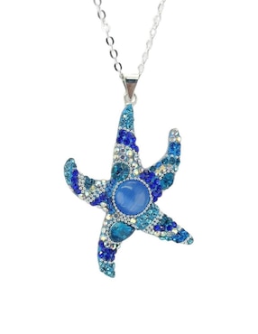 Aretes y collar de estrella mar Zvezda de plata P 925 cristal