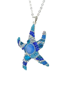 Aretes y collar de estrella mar Zvezda de plata P 925 cristal