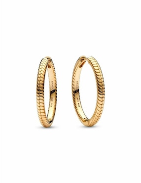 Aretes de aro redondos Pandora Moments de plata con acabado baño de oro