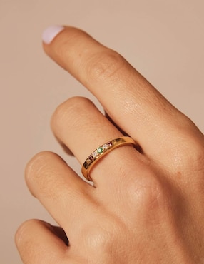 Anillo Apodemia Mums Just Want to Have Fun circonita con acabado baño de oro 18 k
