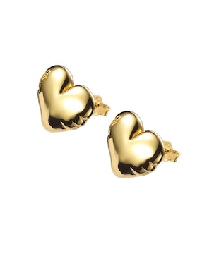 Broqueles de corazón Enso Gold de plata con acabado brillante