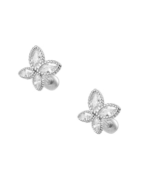 Broqueles de mariposa Enso de plata P 925 con acabado brillante zirconia