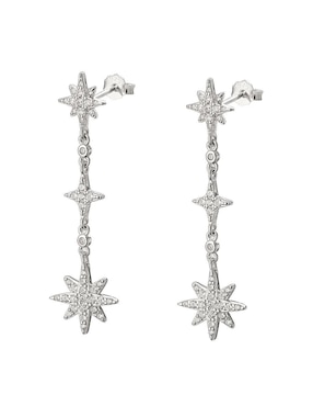 Aretes de estrella Enso de plata P 925 con acabado brillante zirconia