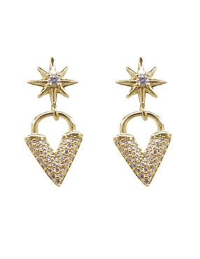 Aretes Largos De Estrella Oro Angelus Tendencias Baño De Oro 10 K Zirconia