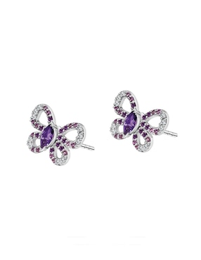 Aretes de moño Anamora Por Tanya Moss Florecer de plata P 925 con acabado pavé circonita