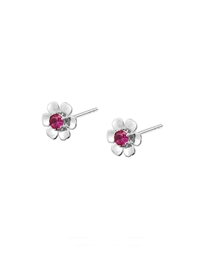 Aretes de flor Anamora Por Tanya Moss Florecer de plata con acabado plateado circonita
