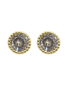 Aretes Oro Angelus Tendencias con acabado chapa de oro zirconia