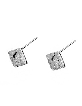 Aretes Sofia Blum de plata P 925 con acabado plateado zirconia