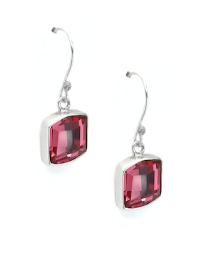 Aretes y collar hexagonal Zvezda Fancy de plata P925 cristal