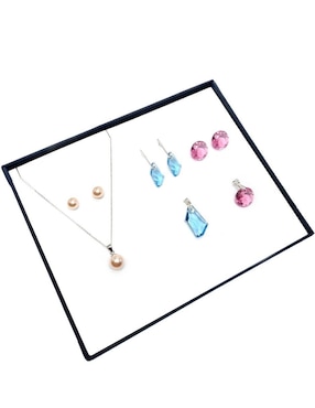 Aretes y collar Zvezda Pearls de plata P 925 cristal