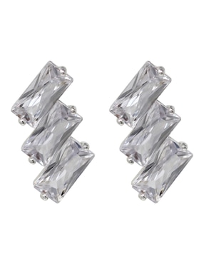 Aretes Cortos Rectangulares Anne Klein Nightingale Cristal