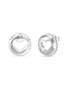 Broquel De Corazón GUESS Rolling Hearts De Acero Inoxidable Lustre Cristal