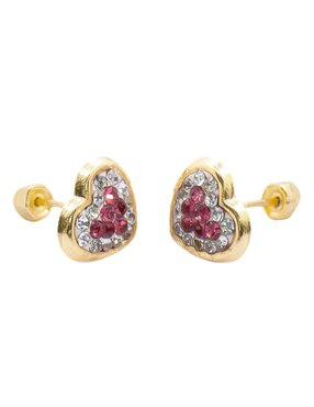 Broqueles de corazón Oro Angelus de oro con acabado brillante zirconia