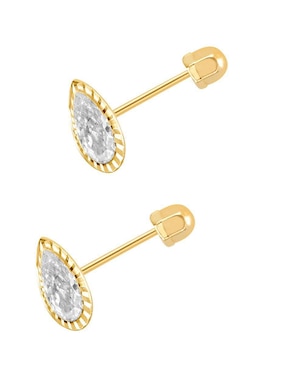 Broqueles de gota Oro Angelus de oro con acabado brillante zirconia