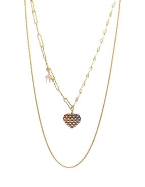Collar de corazón Zvezda Doble de baño de oro 18 K