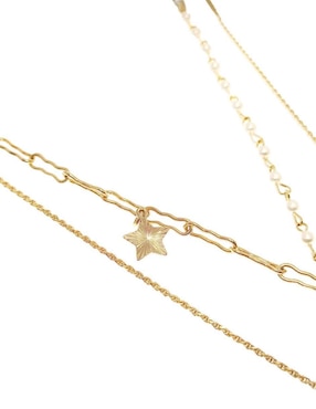 Collar de corazón Zvezda Doble de baño de oro 18 K