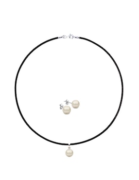 Aretes y collar Zvezda Perlas de plata P925 cristal