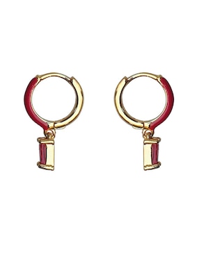 Aretes redondos Sofia Blum de plata P 925 con acabado baño de oro zirconia