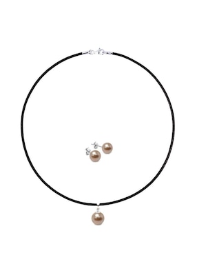 Aretes y collar circular Zvezda Perlas de Cristal de plata P 925 cristal