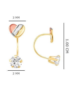 Broqueles de corazón Oro Angelus de oro con acabado brillante zirconia