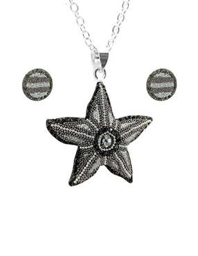 Aretes y collar de estrella Zvezda de plata P925 cristal
