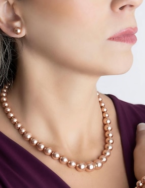 Aretes y collar redondo Zvezda de plata P 925 cristal