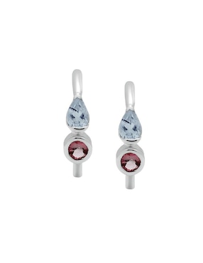 Arracadas de gota Anante Iris de plata P 925 con acabado plateado topacio
