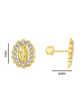 Broqueles ovalados Oro Angelus de oro con acabado brillante zirconia