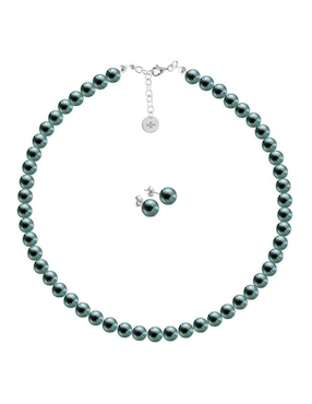 Aretes y collar Zvezda Perlas de cristal plata P 925