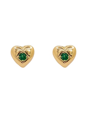 Broqueles De Corazón Oro Angelus Zirconia