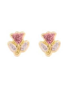 Broqueles de flor Oro Angelus de oro con acabado brillante zirconia