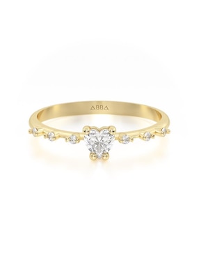 Anillo De Corazón Abba Joyas 14 K De Oro Zirconia