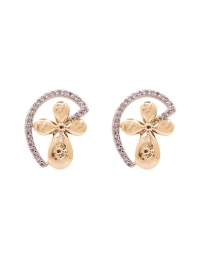 Aretes Cortos De Flor Oro Angelus Zirconia