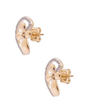 Aretes de flor Oro Angelus con acabado brillante zirconia