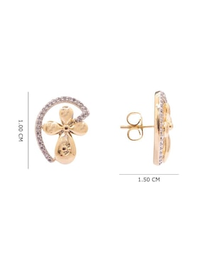 Aretes de flor Oro Angelus con acabado brillante zirconia