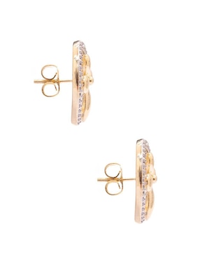 Aretes de flor Oro Angelus con acabado brillante zirconia