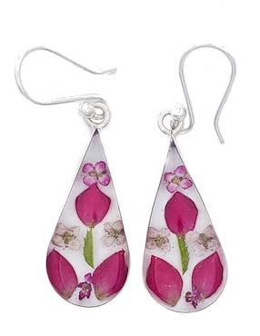 Aretes de gota Petick Naturaleza Encapsulada de plata P 925 con acabado brillante resina