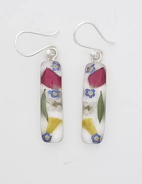Aretes rectangulares Petick Naturaleza Encapsulada de plata P 925 con acabado brillante resina
