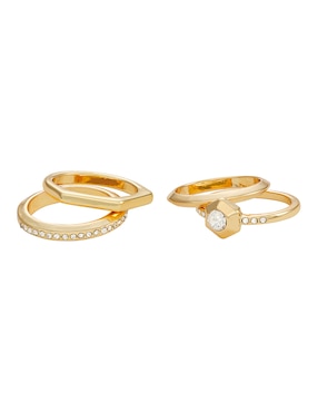 Set Anillo Nine West Hexagon Honey Cristal