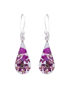 Aretes Cortos De Gota Petick Naturaleza Encapsulada De Plata P.925