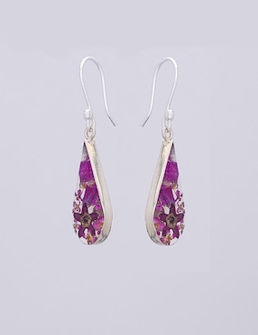 Aretes de gota Petick Naturaleza Encapsulada de plata P 925 con acabado brillante resina
