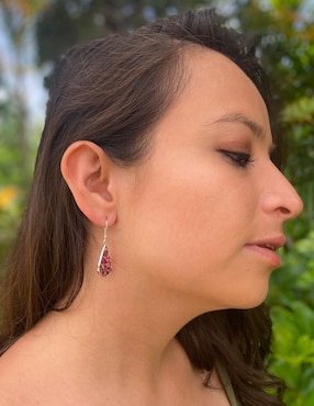 Aretes de gota Petick Naturaleza Encapsulada de plata P 925 con acabado brillante resina