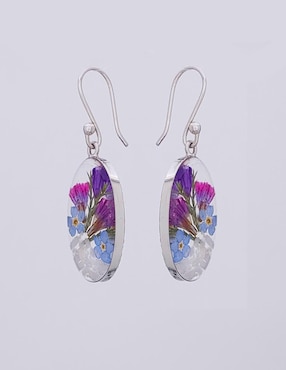 Aretes ovalados Petick Naturaleza Encapsulada de plata P 925 con acabado brillante resina