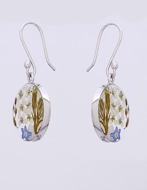 Aretes redondos Petick Naturaleza Encapsulada de plata P 925 con acabado brillante resina