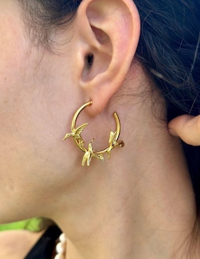 Arracadas de colibrí Ablime Joyería Ablime Colibríes con acabado brillante