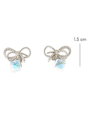 Aretes de moño Mayfer Joyería Roma de plata P 925 con acabado brillante cristal