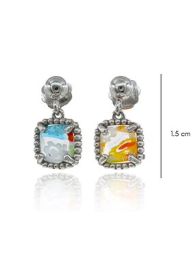 Aretes de rectángulo Clio Blue de plata P 925 con acabado brillante cristal