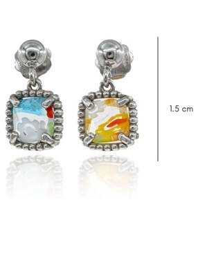 Aretes de rectángulo Clio Blue de plata P 925 con acabado brillante cristal