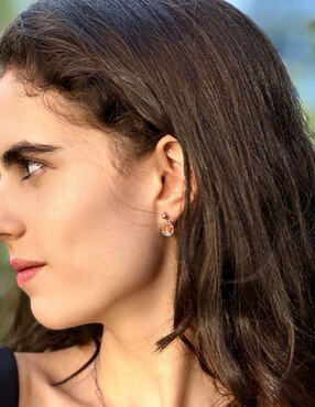 Aretes de rectángulo Clio Blue de plata P 925 con acabado brillante cristal